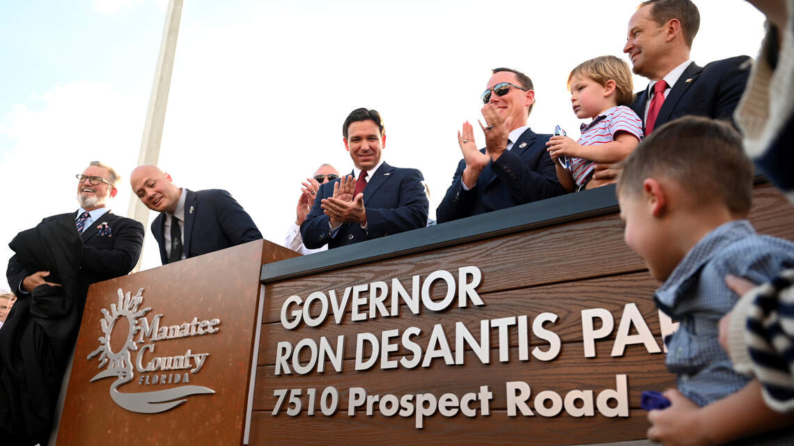 Gov. Ron DeSantis visits Manatee County to unveil neighborhood park named in his honor