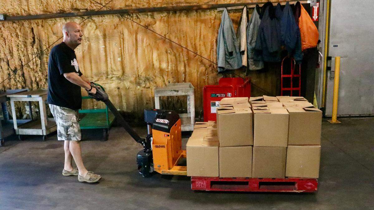Jim&nbsp; Shilling, director of The Bread Basket, an all-volunteer food pantry with a staff of 20, stopped by the Manatee Food Bank,&nbsp; 811 23rd Ave. E. , on April 26, 2022, to replenish his supplies.
