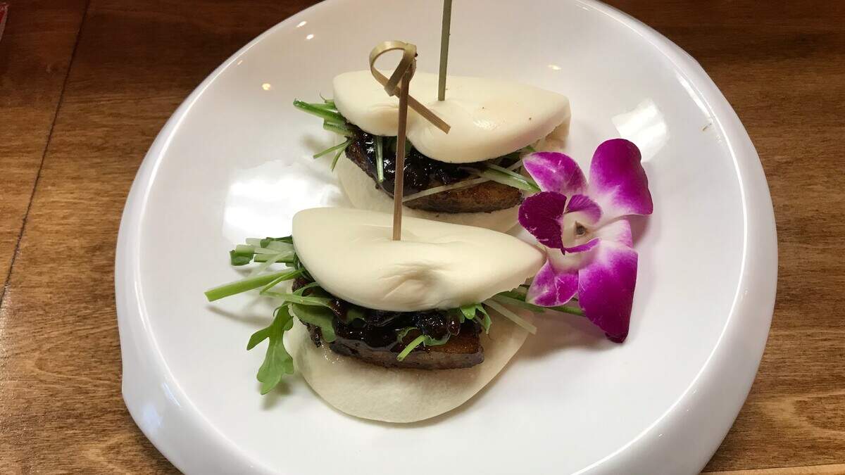 The pork steamed bu is one of the appetizers available at Mitaka Japanese Ramen House, 6749 Manatee Ave. W., Bradenton.