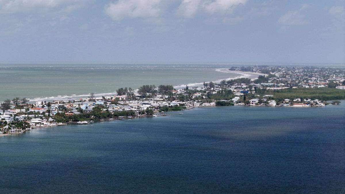 The north end of Anna Maria Island from a drone in the aftermath of Hurricane Helene in Manatee County on Friday, Sept. 27, 2024.