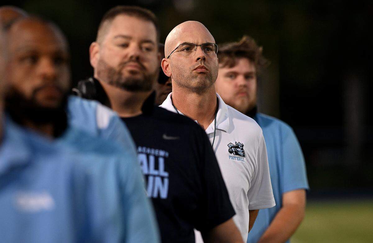ODA’s Coach Robert Hollway at the Out of Door Academy field on Friday, Oct. 20, 2023.
