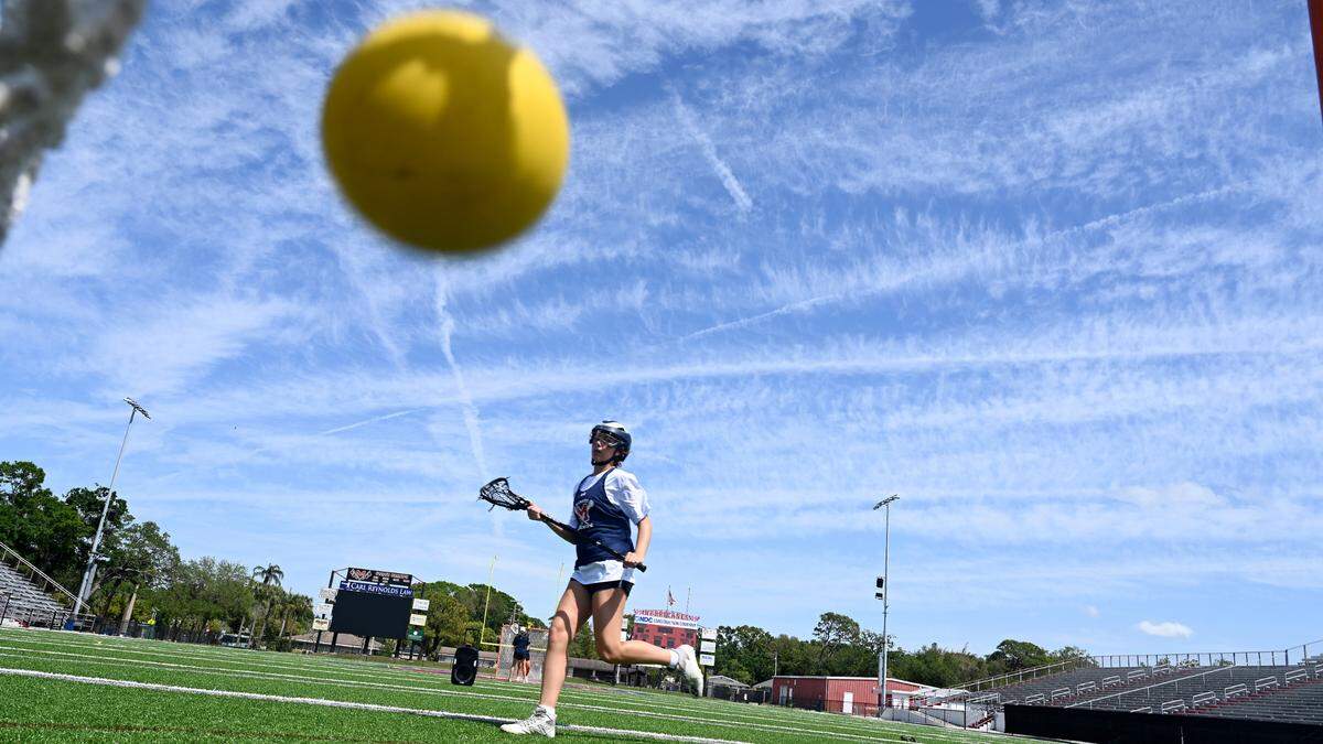 Manatee’s girls lacrosse team during practice at Manatee High’s football stadium on Thursday, April 4, 2024.