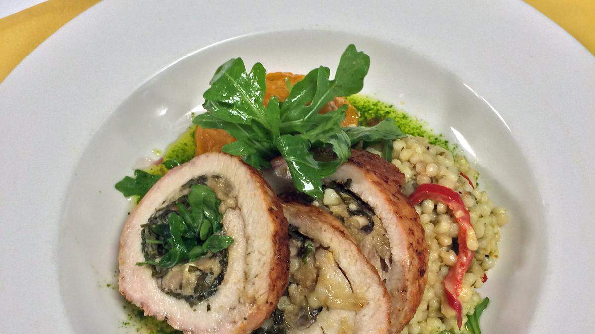Arugula & Cremini Mushroom Stuffed Pork Loin 
 PROVIDED PHOTO