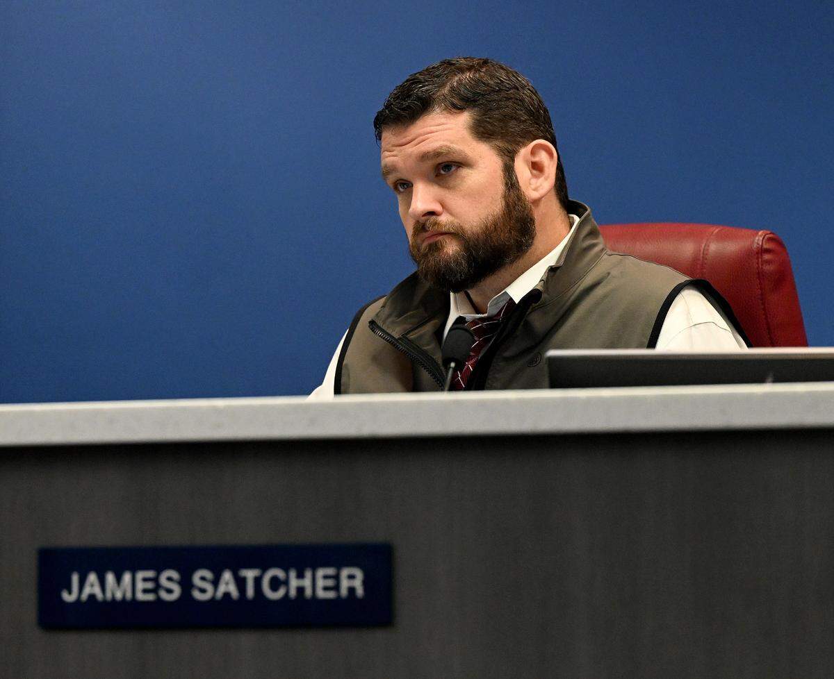 Manatee County Supervisor of Elections James Satcher, a former county commissioner, received a $840K budget increase after expressing concern about vote-by-mail ballot safety to the Board of County Commissioners. Satcher is pictured during a October 2023 public meeting in this Bradenton Herald file photo.