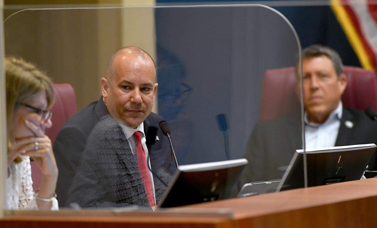 05/11/21—Commissioner Kevin Van Ostenbridge listens to Carole Whitmore in a meeting where county commissioners voted unanimously to approve legal fees associated with the suit against Kevin Van Ostenbridge and James Satcher in a public record request.