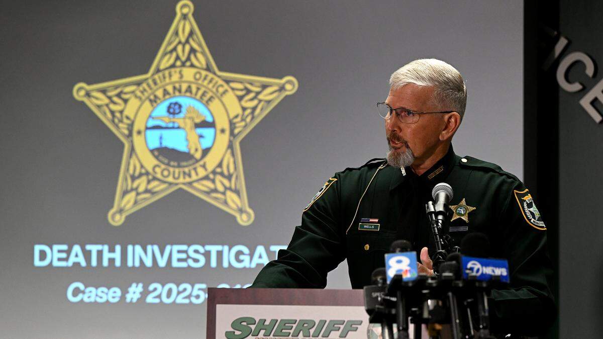 Manatee County Sheriff Rick Wells holds a press conference to shed light on the known whereabouts and timeline of the night Giovanni Pelletier went missing and was later found in a retention pond.