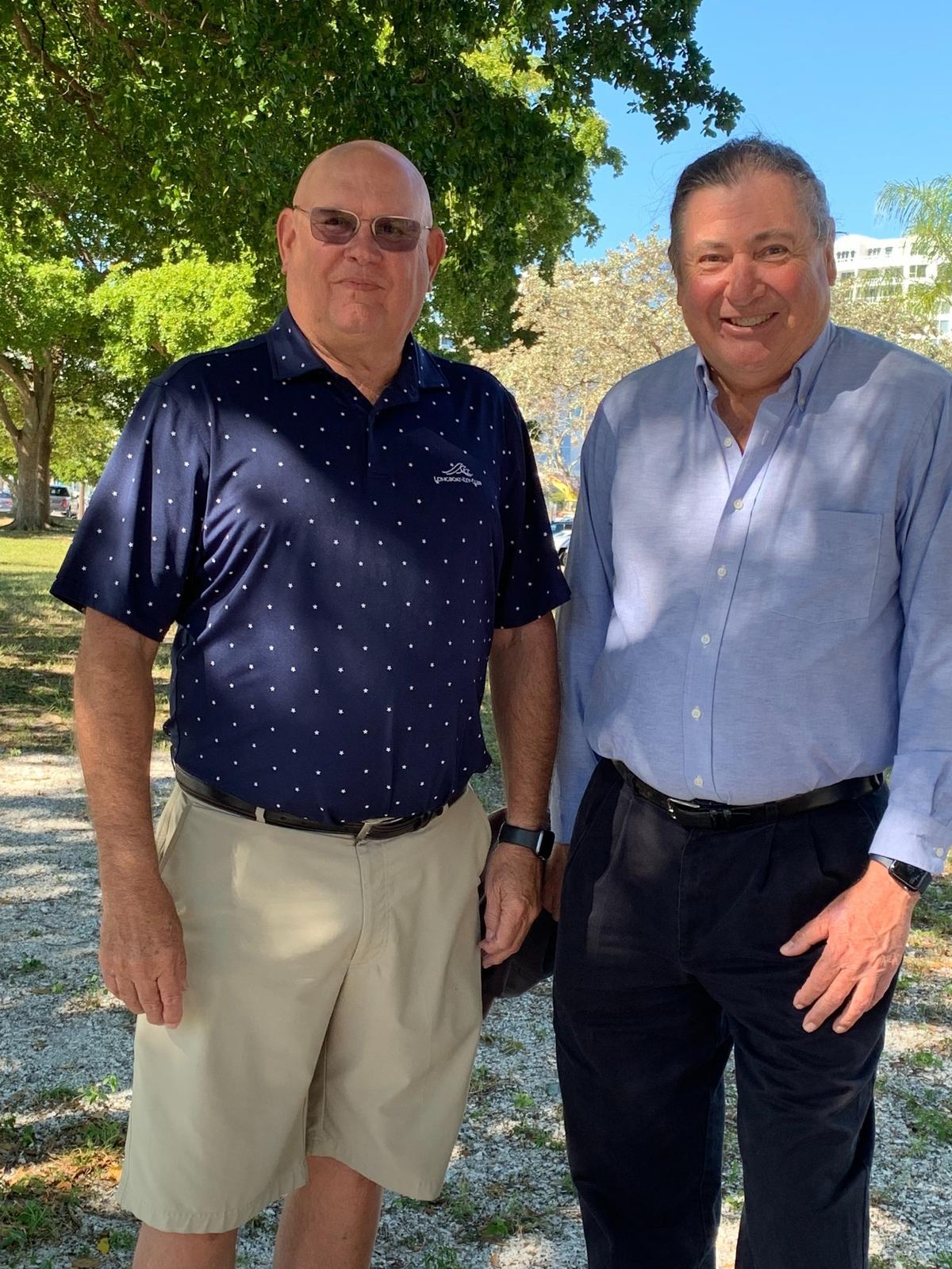 Republican Club of Longboat Key president Scott Gray, left, and Longboat Key Democratic Club president Ed Sabol, right.