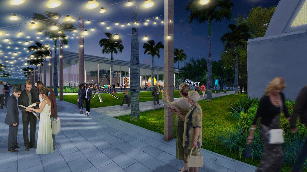 An artist rendering of a new Sarasota Performing Arts Center proposed by the Sarasota Bayfront Planning Organization.