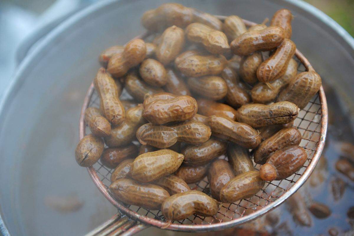 Cajun-style boiled peanuts are prepared in 2015 at the Church of the Rock food booth corner at the Manatee County Fair.