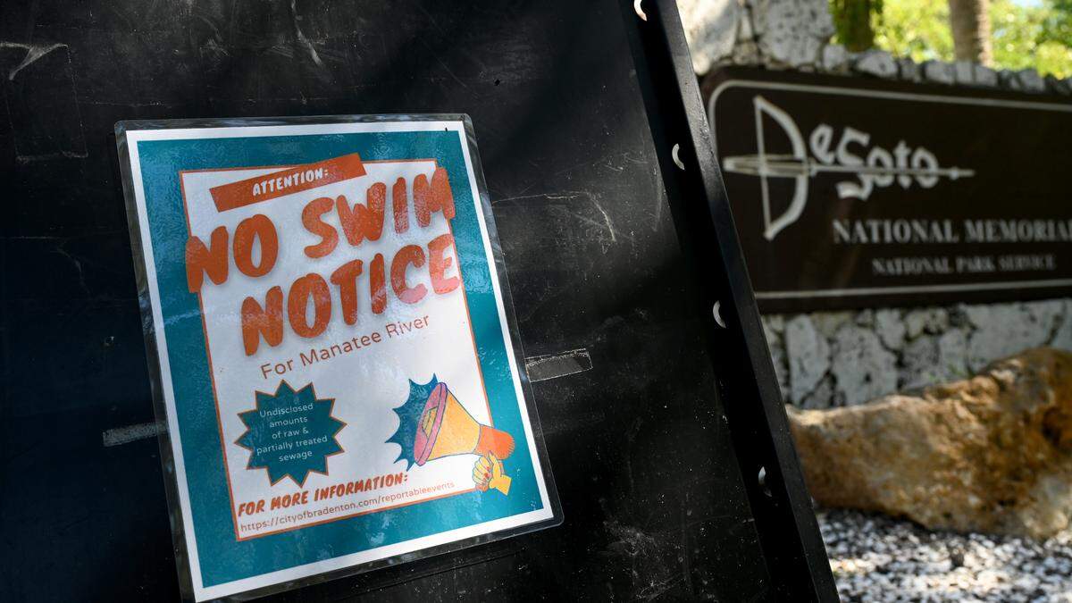 Water quality advocates are warning locals and visitors not to swim in some Bradenton-area waters like Manatee River near the DeSoto National Monument after major sewage spills following Hurricane Debby and summer rains.