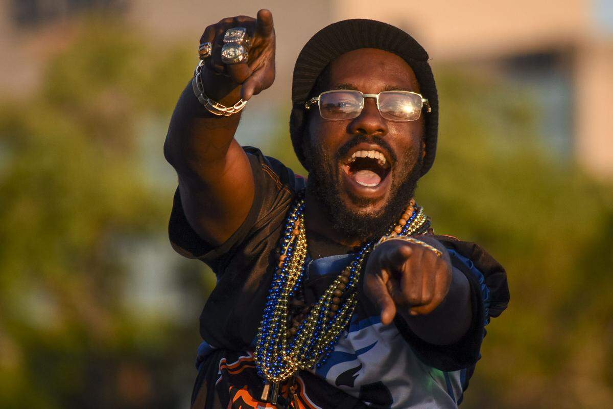 A parade participant cheers during the 2018 DeSoto Grand Parade in Bradenton.