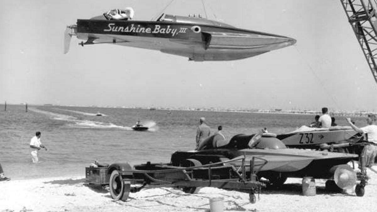 While larger than the Crosley-powered speedboats, this one is of the same type of hull. 
 Photo courtesy of Florida Memory Project