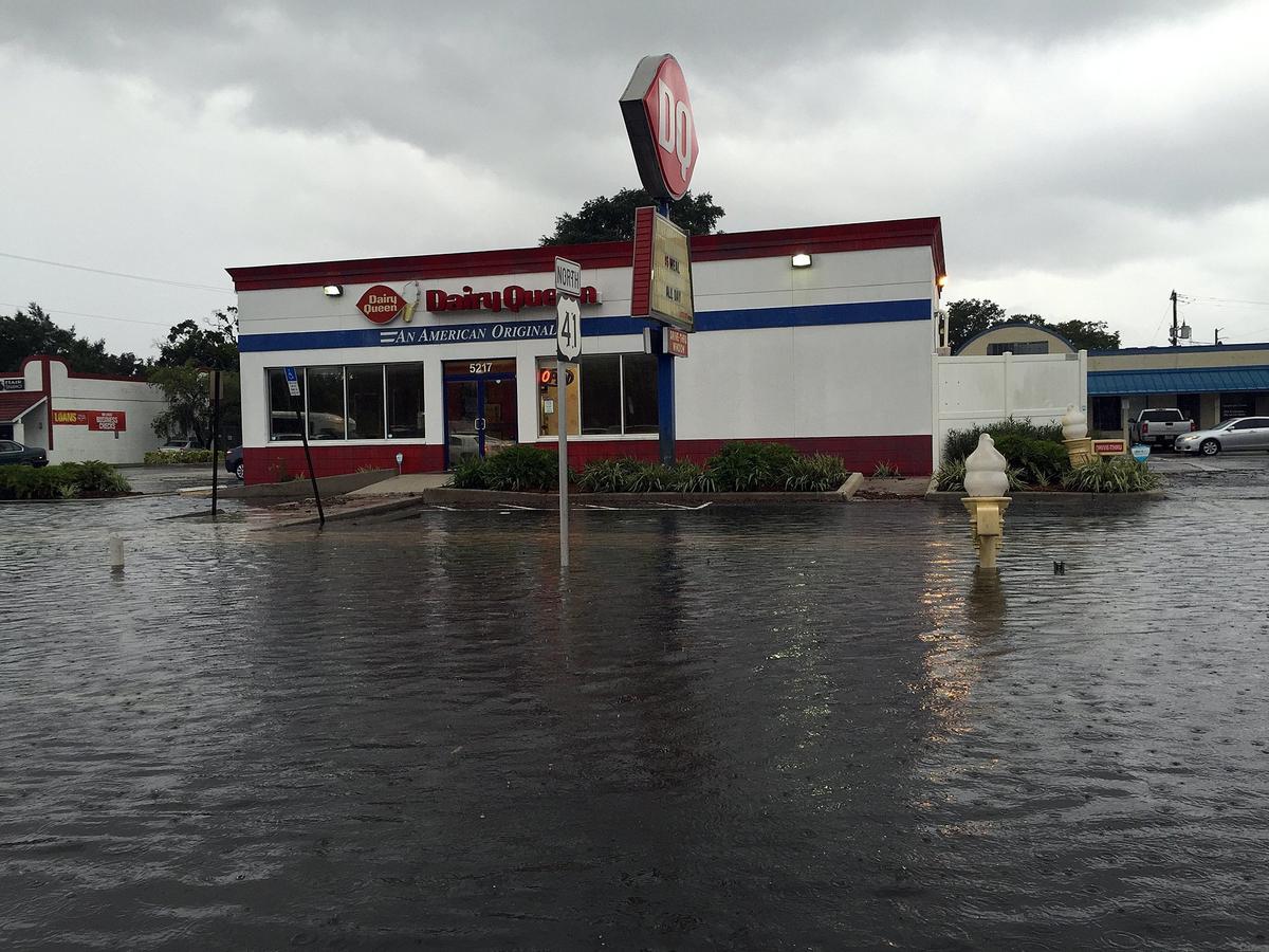 High waters from the tropical depression which turned into Tropical Storm Hermine flooded the area, inching closer to the doors of the Dairy Queen on U.S. 41.