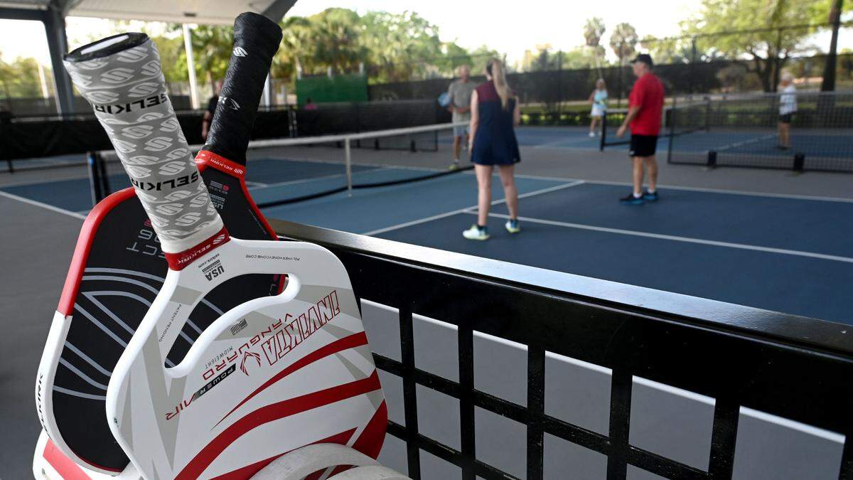 Matches underway at the C.V. Walton Racquet Center Pickleball Courts at the G.T. Bray Recreation Center.