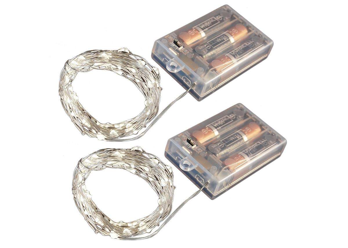 Battery operated string lights are a available online and at many home decor retailers.