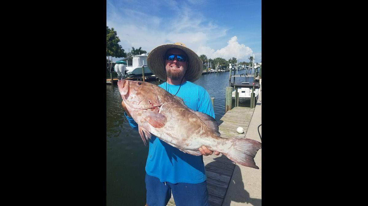 Aubrey Brown caught an 18.4-pound red grouper to highlight the 2018 Gene Cloud Memorial Spearfishing Tournament.
