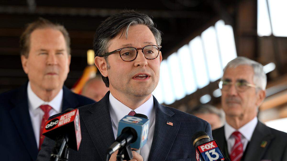 House Speaker Mike Johnson, R-La., toured the construction site for the $70 million ground-level passenger terminal at Sarasota Bradenton International Airport.