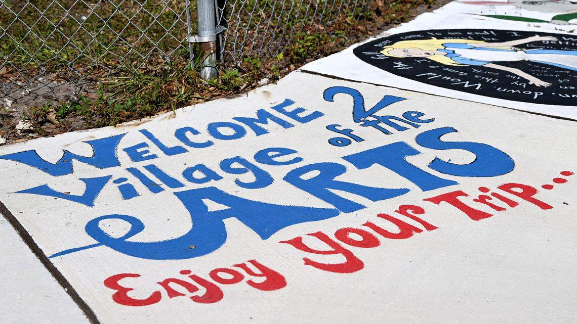 A painted sidewalk in Village of the Arts on January 3, 2025.