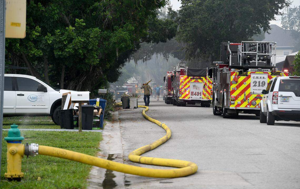 West Manatee Fire Rescue was joined by other fire stations to battle a structure fire in the 800 block of 65th Street West in Northwest Bradenton Thursday morning.