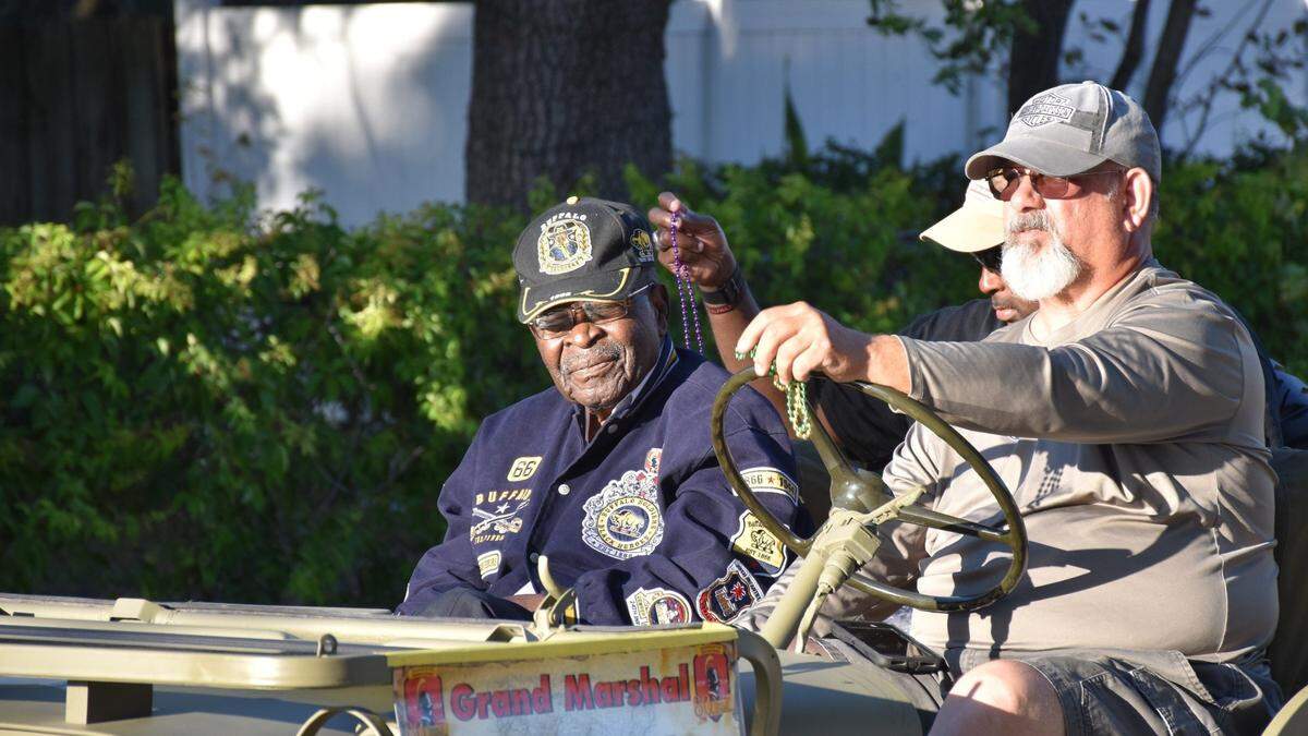 4/28/2019--Corporal Steve Lewis, one of the last survivors of the all-Black cavalry known as the Buffalo Soldiers, served as the 2019 grand marshal in the DeSoto Grand Parade.