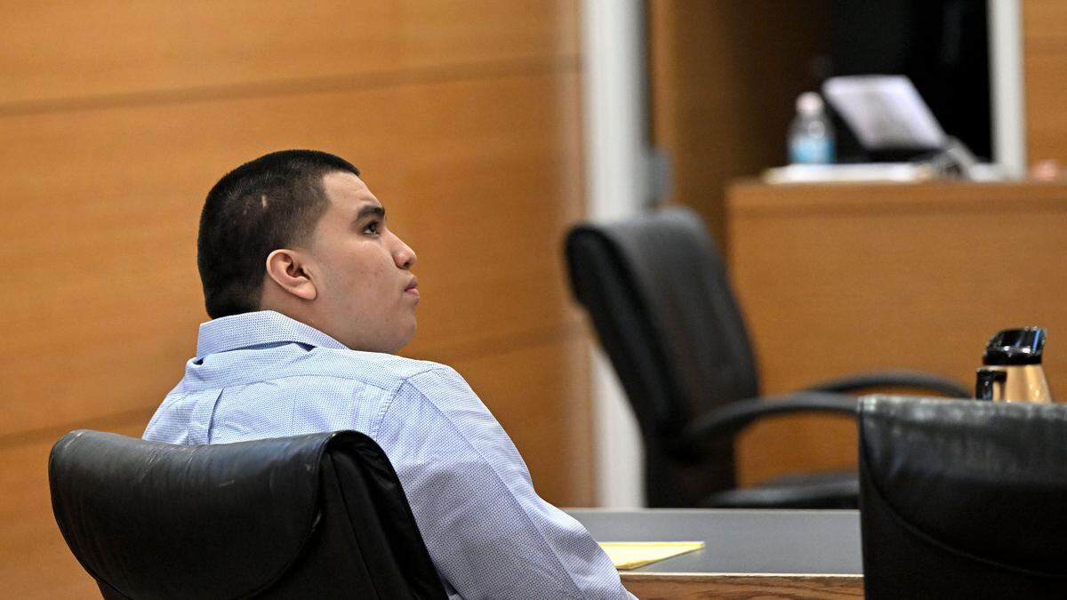 A jury found Octavio Banos guilty of attempted second-degree murder with a firearm for a shooting at the Ellenton Premiere Outlets on July 17, 2022. Banos appeared in the Manatee County Judicial Center courtroom for his trial on Tuesday, March 26, 2024.