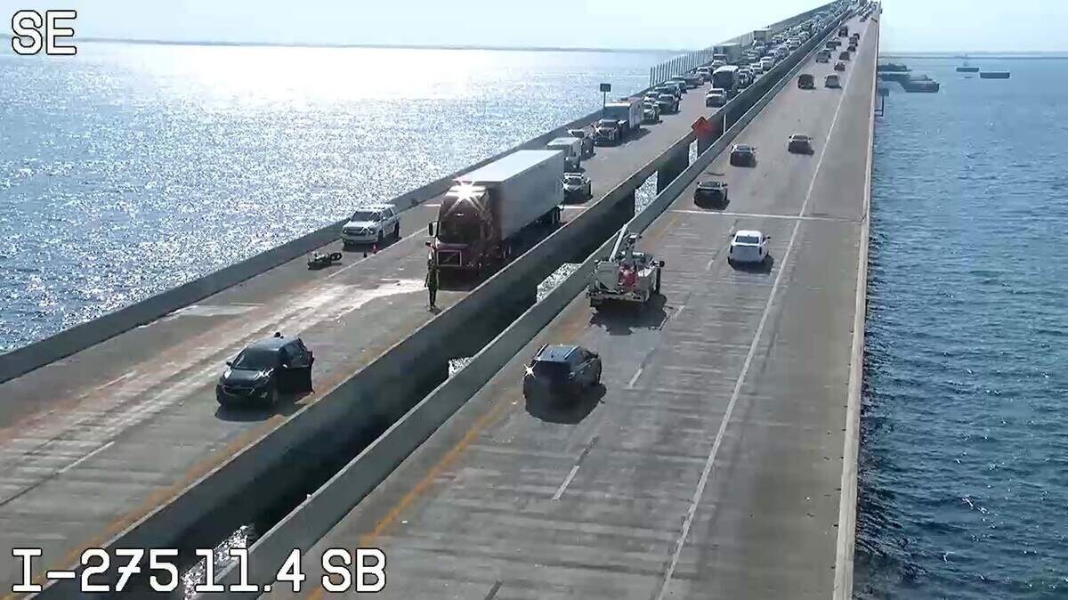 A crash on the Skyway Bridge on Thursday, March 2, 2023.