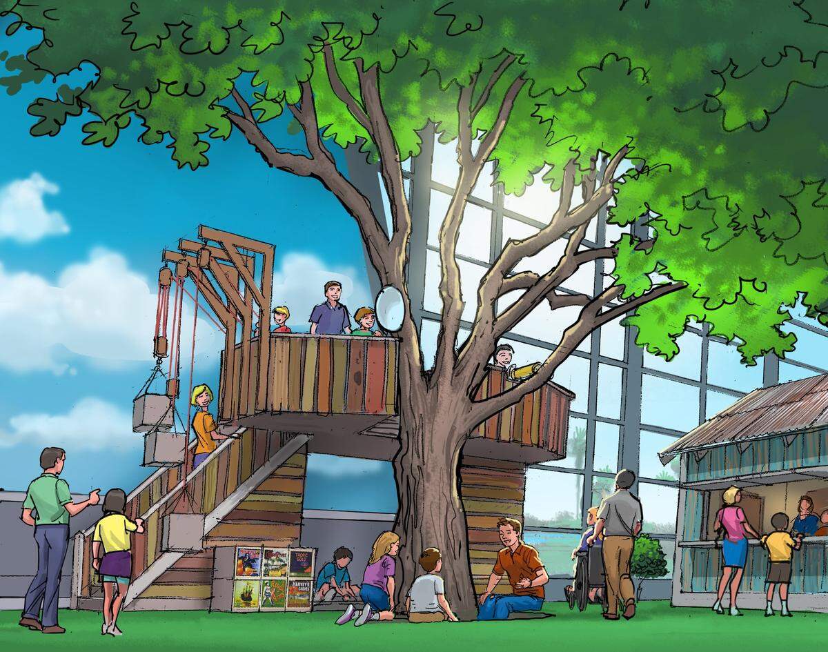 The Mosiac Backyard Universe will feature a 30-foot artificial live oak tree created by NatureMaker Steel Art Trees and a tree house that is wheelchair accessible. The project is expected to be completed in June 2019.