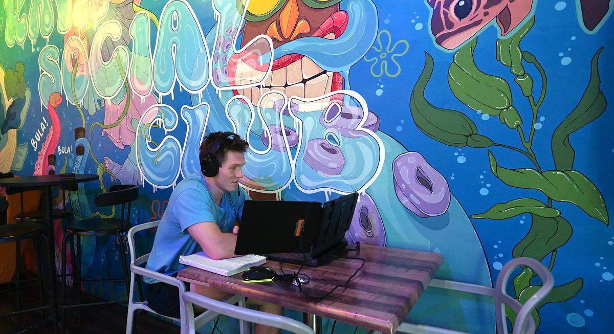 A patron at Kava Social Club, 540 13th St. W., Bradenton, is pictured on Sept. 25, 2025. 