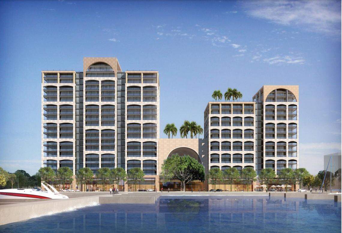 Bradenton officials picked L&L Development Group as the preferred buyer to redevelop the City Hall property downtown. The company’s proposal, featuring a hotel, condos, apartments and retail space, is shown in this design rendering.