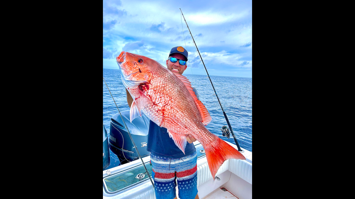 This red snapper was caught on a flat line in 220 feet of water in the Gulf of Mexico.
