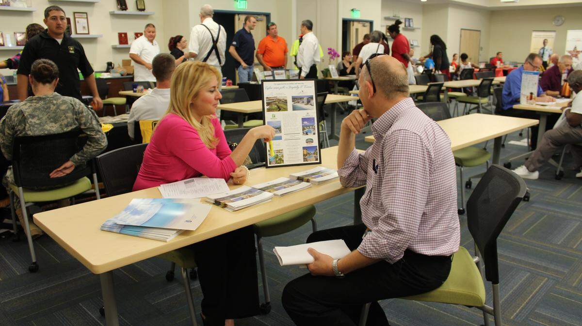 Job seekers mix with business representatives at last year's Goodwill Manasota Goodwill Week Job Fair. Last year's event drew about 350 job seekers and resulted in between 50 and 70 getting jobs. This year's Second Annual Goodwill Manasota Job Fair is scheduled 9 a.m.-1 p.m. Wednesday at the Goodwill Manasota Corporate Campus, 2705 51st Ave. E., Bradenton. 
 PROVIDED PHOTO