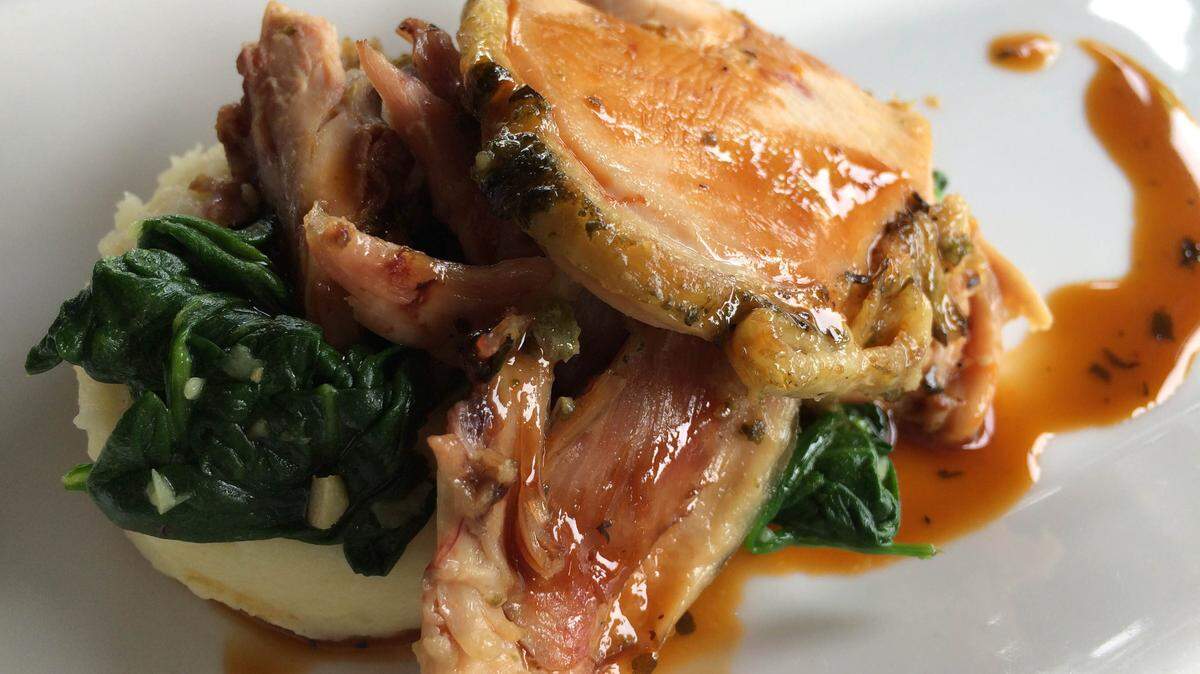 A roast chicken dish with mashed potatoes and sauteed spinach served at Mattison's City Grille in downtown Sarasota and prepared by Chef Gino Calleja may make an appearance on the menu at Banquet on the Block, one of six events at the Florida Winefest and Food Auction this year. JANELLE O'DEA/Bradenton Herald