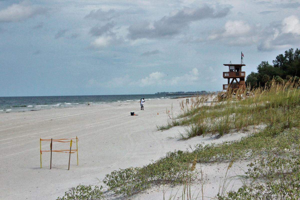 The rare beach goer had plenty of sand and surf to themselves on Monday on Anna Maria Island.