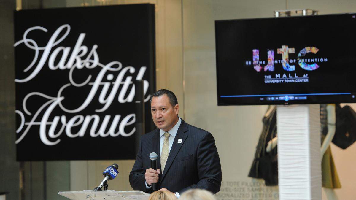 Octavio Ortiz, general manager, speaks at a one year anniversary breakfast Wednesday at The Mall at University Town Center. 
 GRANT JEFFERIES/Bradenton Herald