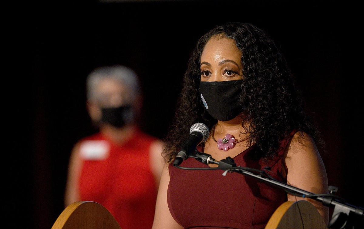Tarnisha Cliatt, President of the Manasota Black Chamber of Commerce discusses the ‘Mask Up for Manatee Coalition’ comprised of the county government, the county health department, the school district and local business partners, nonprofits and health care agencies.