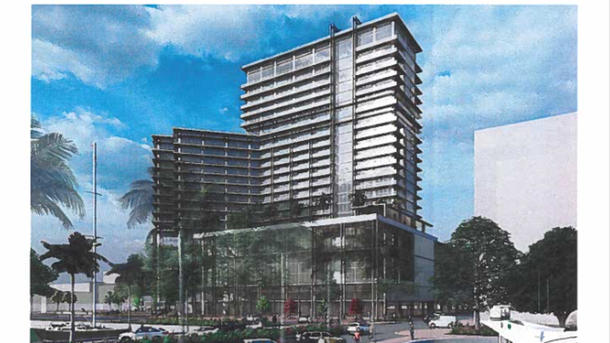 A provided artist rendering of the proposed development of Bradenton’s City Hall property shows off a design that 941 Prime Development, LLC says “will dramatically distinguish the skyline of downtown Bradenton” with its angular design and staggered height throughout the structure.