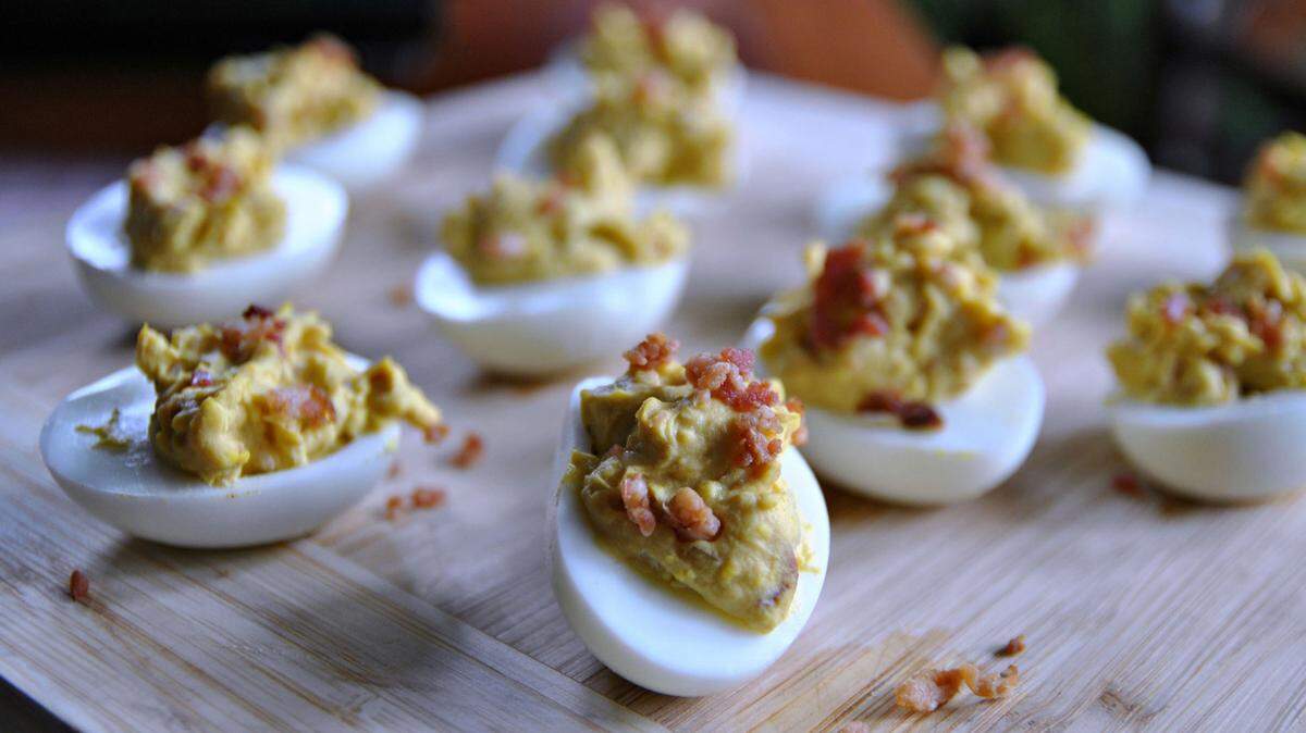 Bacon and Balsamic Deviled Eggs. (Gretchen McKay/Pittsburgh Post-Gazette/TNS)