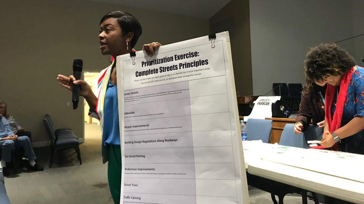 Althea Jefferson of The Mellgren Planning Group of Fort Lauderdale recently facilitated a visioning session for Parrish residents on improvements they would like to see in the heart of their village.
