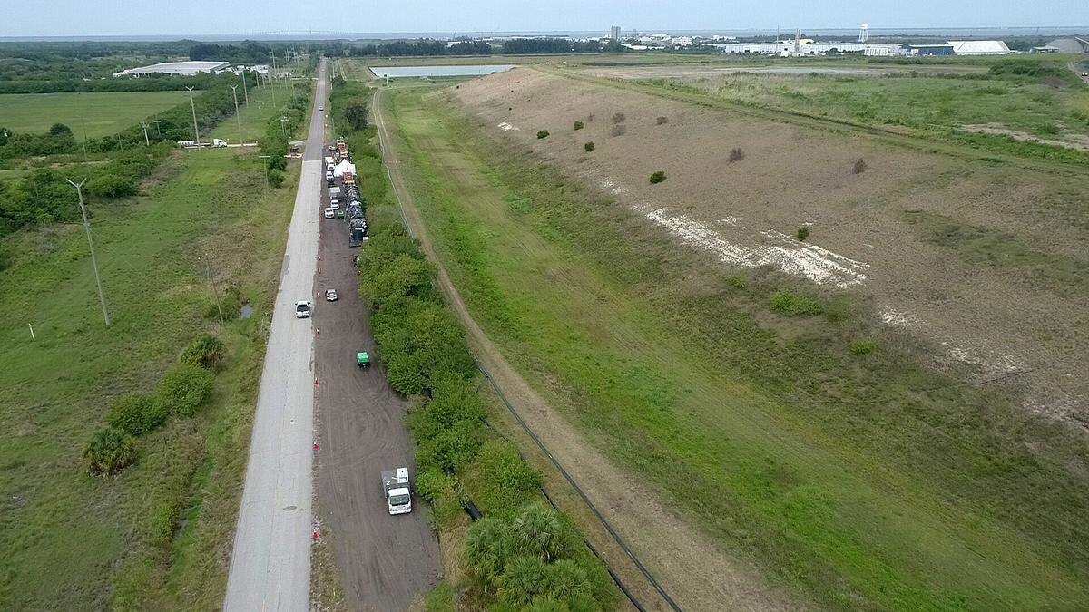 04/21/21--Piney Point as seen from the south above Buckeye Road via drone. Crews in the area are preparing to use innovative technology to treat the water and remove harmful nutrients.