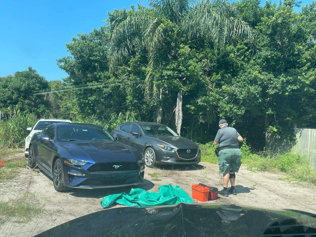 Rachel Speight not only found her stolen car but three others. The blue Mustang pictured had just been stolen earlier that same day. 10/29/2022