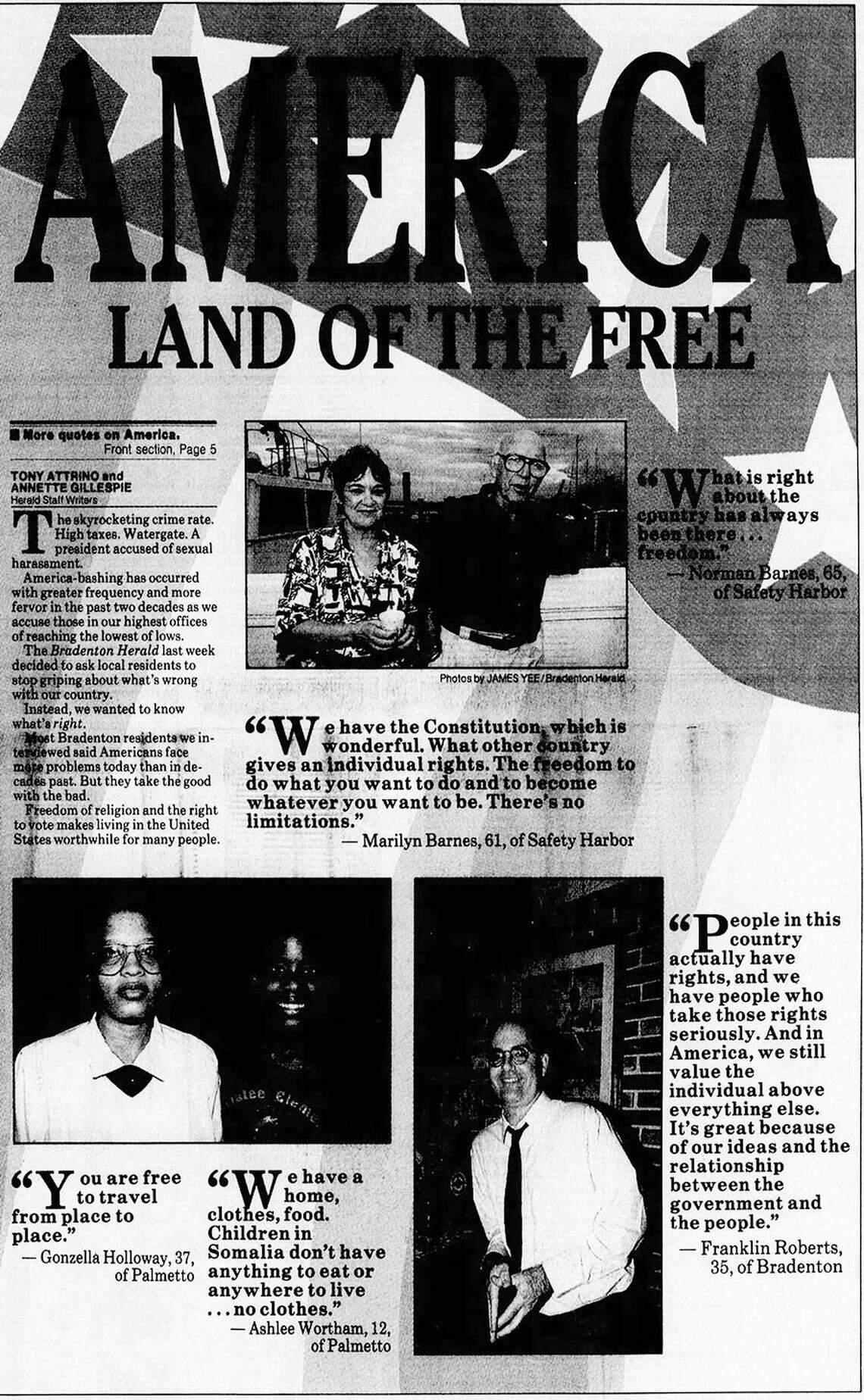 Published on the front page of The Bradenton Herald in 1994.