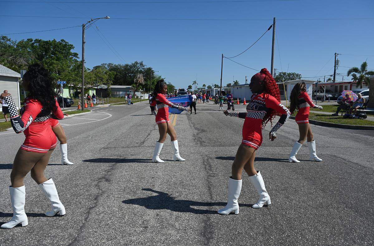 Dancers perform for the crowd at the annual DeSoto Children’s Parade and Party in the Park in Palmetto on April 18, 2025.
