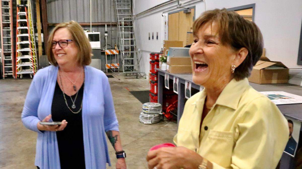 Bonnie Wilson, shown 3/23/2023 at left, has worked at Air & Energy, 555 Sixth Ave. W., Bradenton, since 1983. Her company honored Wilson, the customer service manager, for her four decades of service. Shown at right is Air & Energy owner Trudy Moon.
