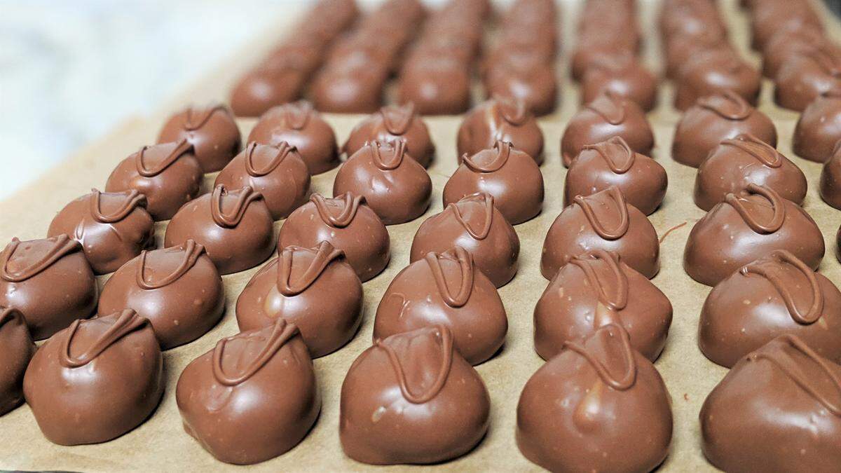 Fresh chocolates cooling at Richey’s Chocolates in Bradenton.