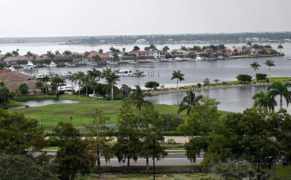 Overlooking the land where eventually a new Beach Club will be built looking from the eighth floor of the new Marriott Palmetto Resort at the Bradenton Area Convention Center.