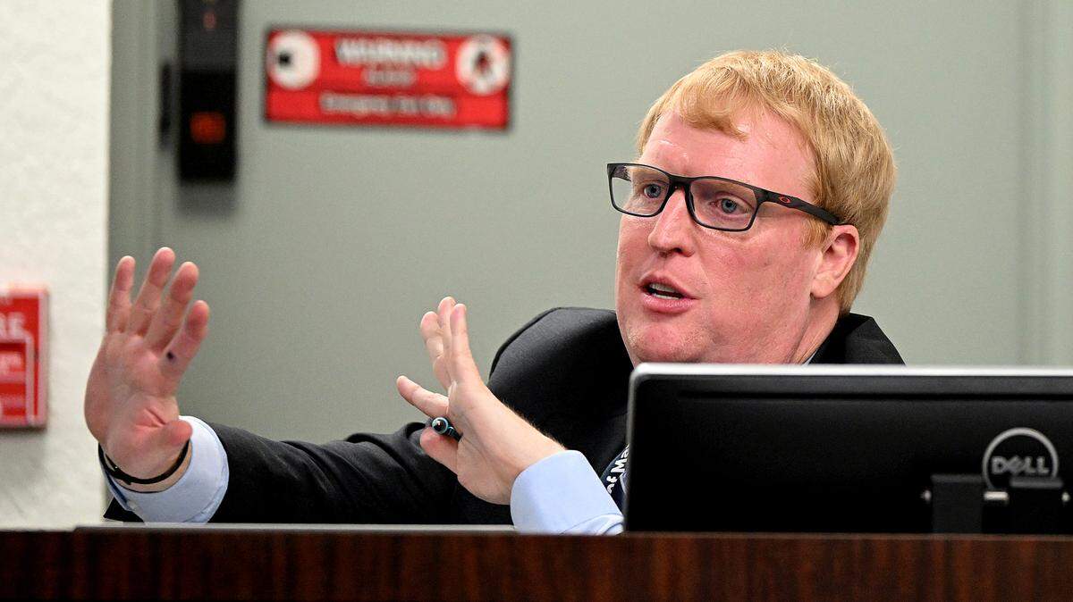 Superintendent Jason Wysong at the Manatee County School Board emergency meeting on May 20, 2025. The board voted 3-2 to terminate Wysong’s contract without cause.