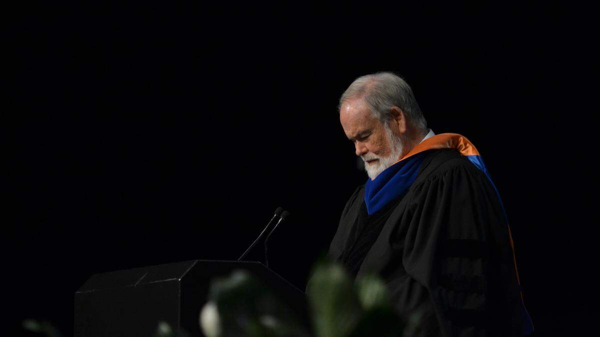 Principal Bill Jones speaks at Manatee School for the Arts’ graduation ceremony on May 13, 2019 at Bradenton Area Convention Center.