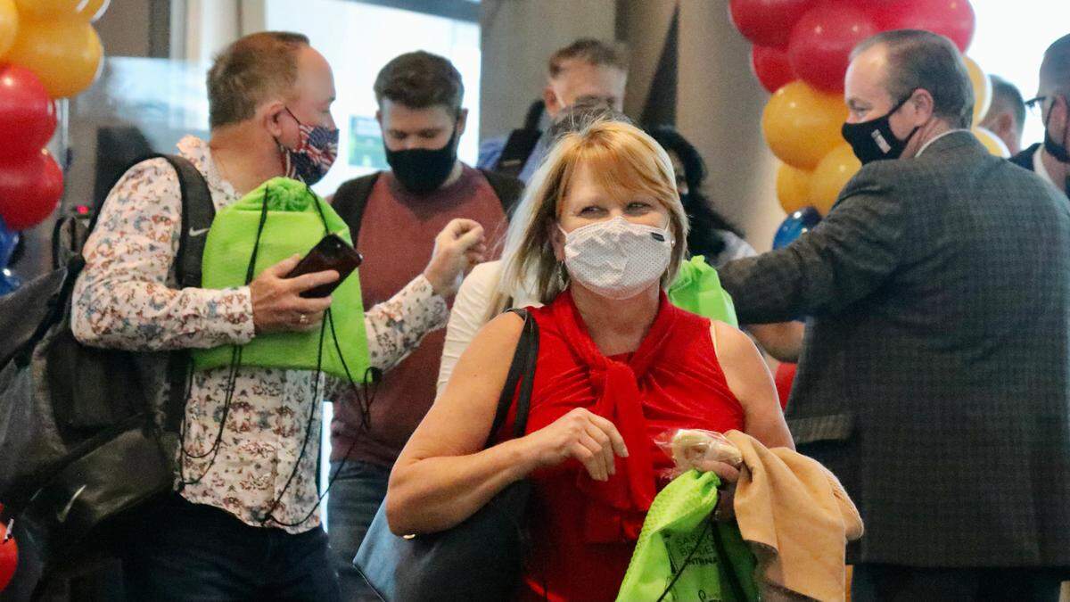 2/14/2021--The first Southwest Airlines flight serving  Sarasota Bradenton International Airport brought passengers Sunday from Baltimore-Washington International&nbsp; Airport.