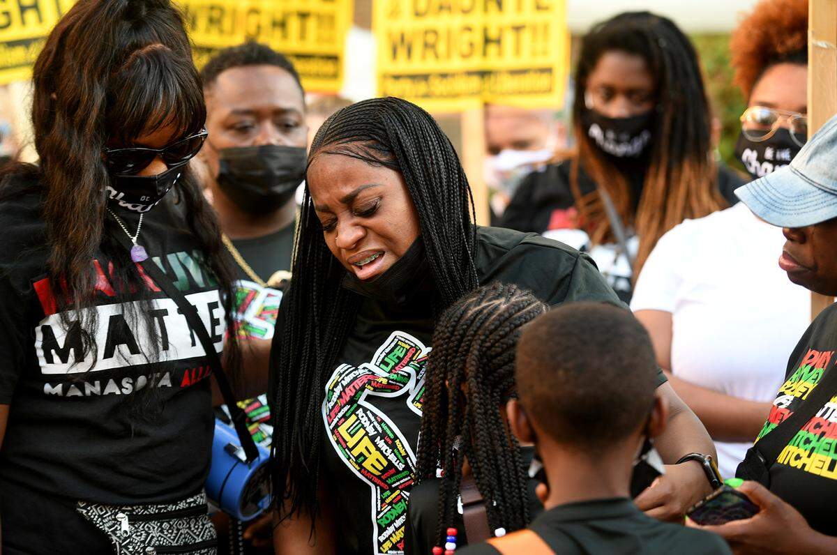 04/21/21--Natasha Clemmons, the mother of Rodney Mitchell, participates in a rally at the steps of the Manatee County Courthouse to observe the jury verdict that found former police officer Derek Chauvin guilty of murder and manslaughter in the killing of George Floyd.