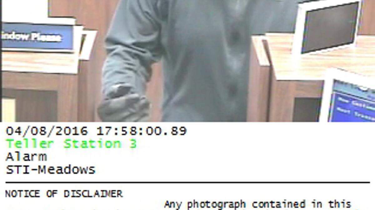 A still photo of a robbery suspect, according to the Sarasota County Sheriff's Office.PHOTO PROVIDED